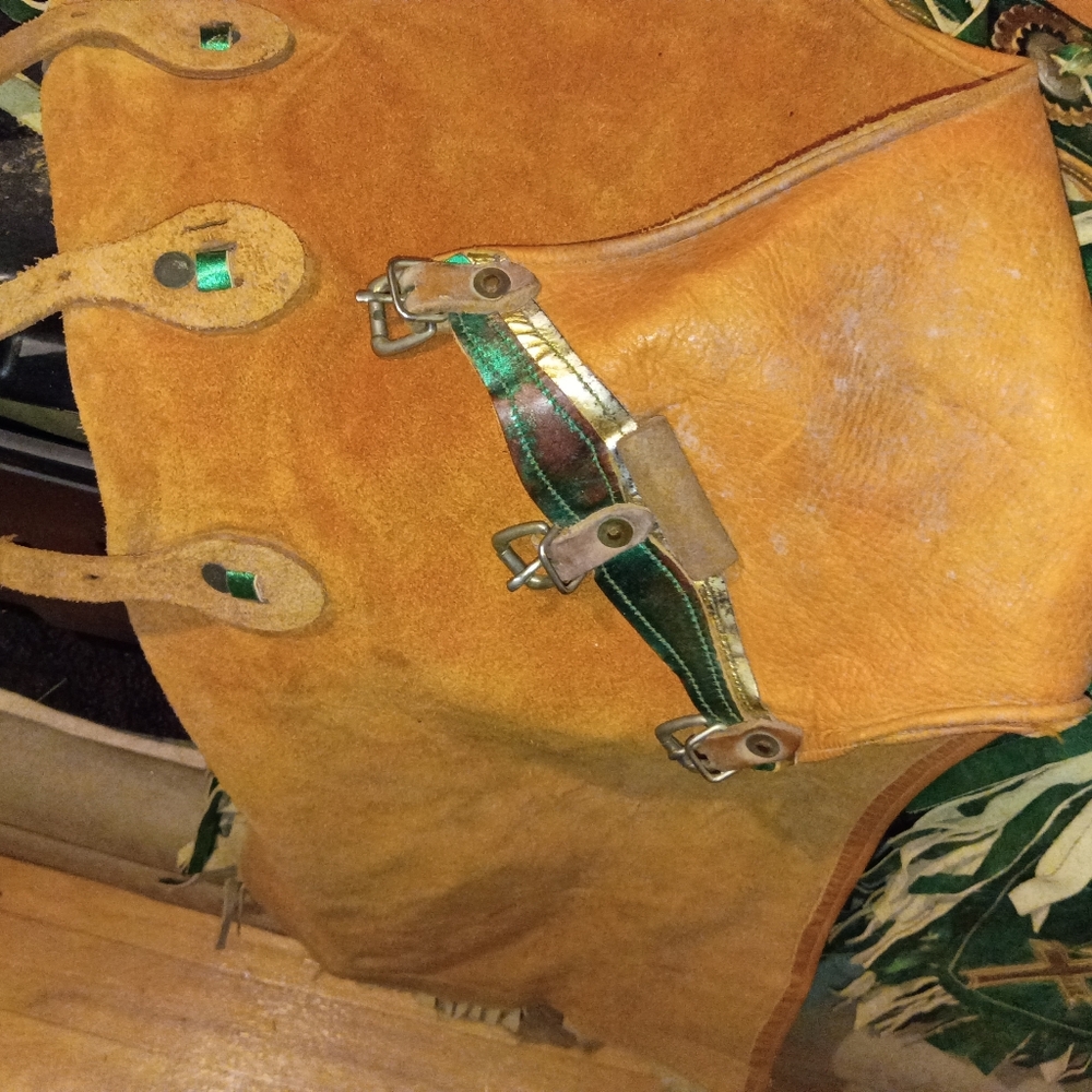 Custom Bull Riding Thick Leather Chaps - Picture 7 of 8